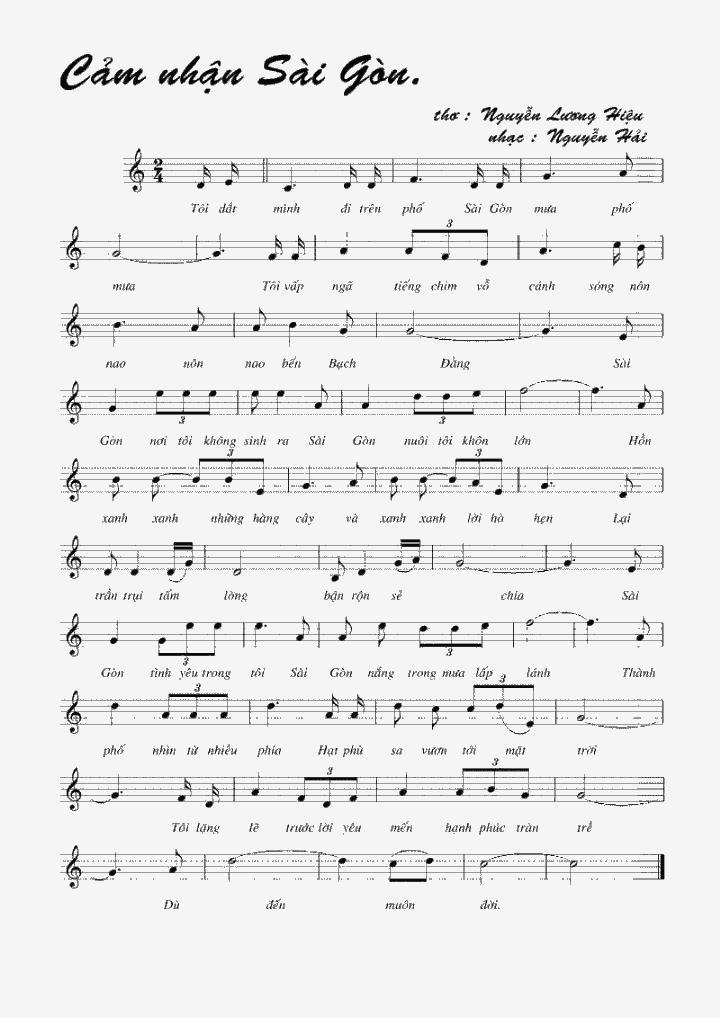 Sheet nhạc Cảm Nhận Sài Gòn